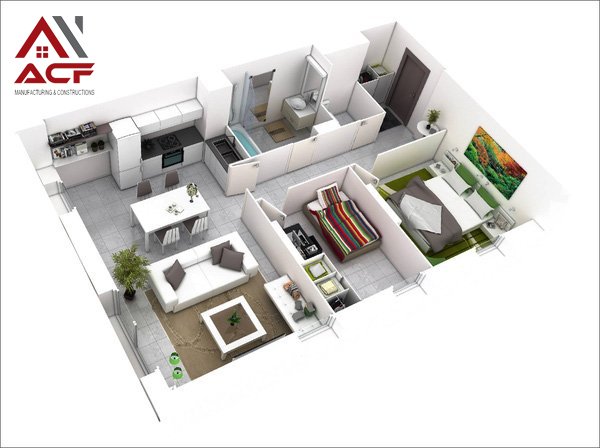 Xây nhà trọn gói Hải Phòng ACF - Bản vẽ thiết kế chung cư 60m2 của chị Nhung