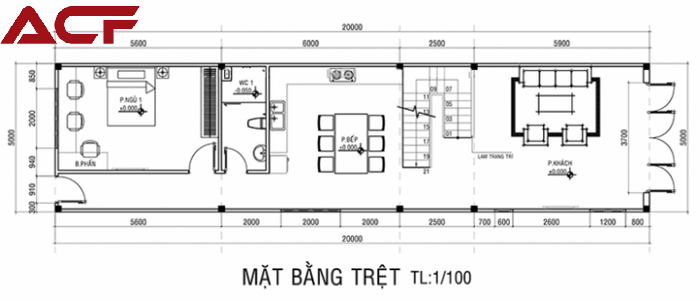 Xây nhà trọn gói Hải Phòng - Bản vẽ thiết kế mặt bằng tầng 1